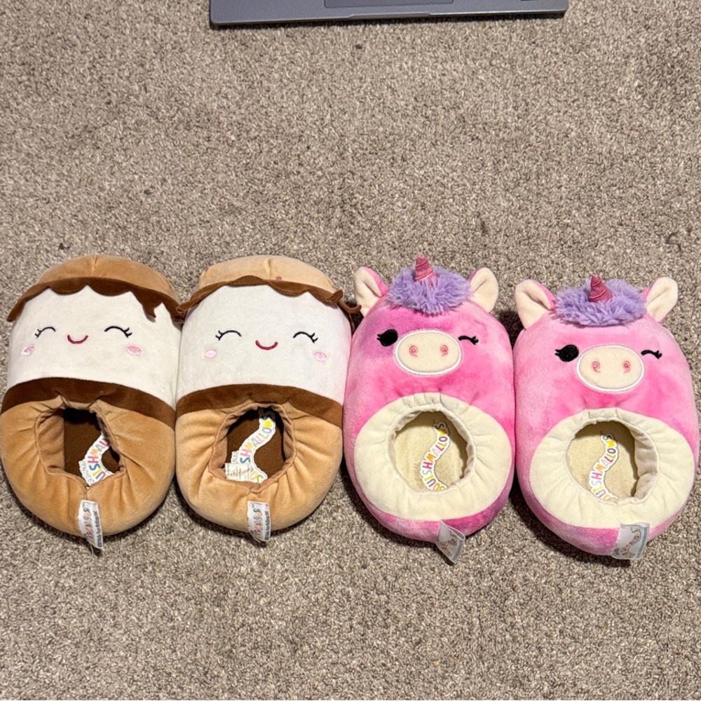 Squishmallows Brown and Pink Kids Slippers